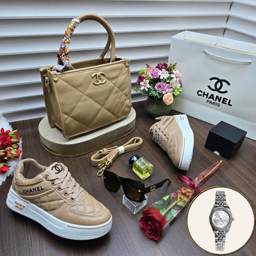 بوكس ديور نسائي فاخر مع شنطة، شوز، عطر، ساعة ومجوه...