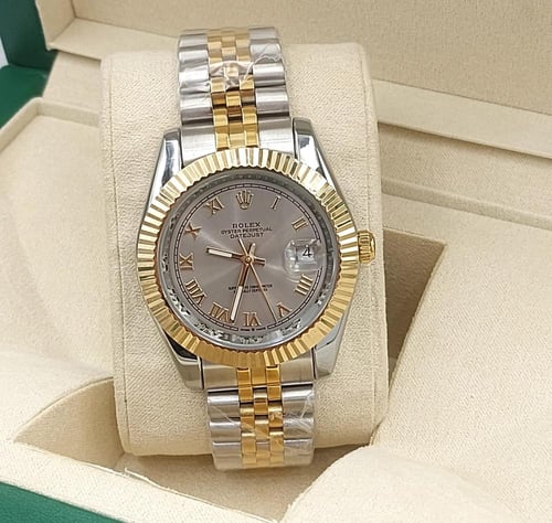 ساعة رولكس درجة اولى استل استيل بلمسات ذهبية