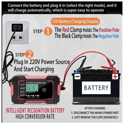 شاحن بطارية سيارة 12v فولت 6A امبير, لأصلاح نبض ال...