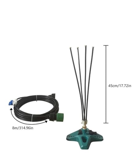 رشاش ري حديقة رذاذ باربع فوهات مع خرطوم تمديد