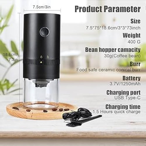 مطحنة قهوة بالشحن محمولة من زوم، مطحنة حبوب القهوة...