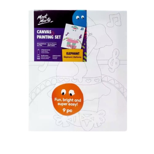 مونت مارت | لوح كانفس مع ألوان وفرشه من 9 قطع - طب...