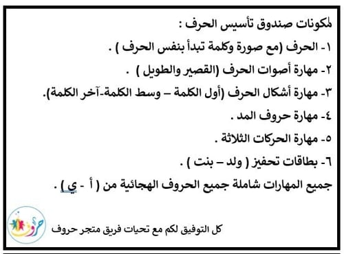 صندوق تأسيس الطفل ( أشكال وأصوات الحرف )