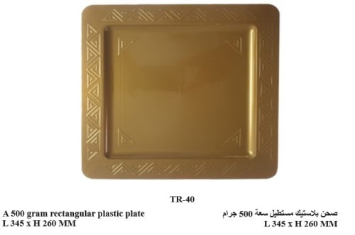 صحن بلاستيك مستطيل سعة 500 جرام TR-40-GOLD(16865)
