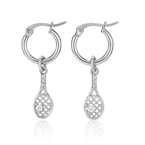 كولكشن بادل | أقراط مع تعليقة البادل الفضية المتدل...