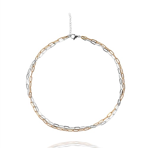 سلسال دبل تشينز فضي وذهبي | Double chain necklace