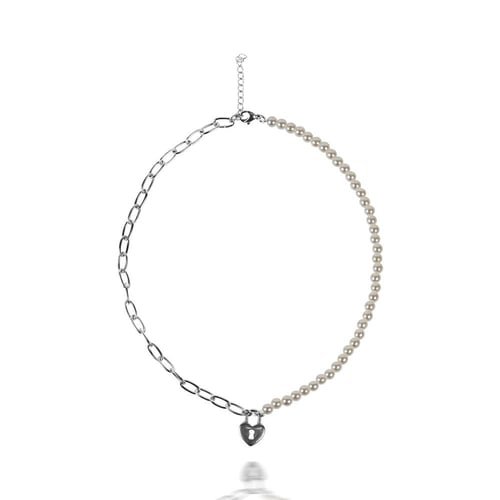 سلسال نصف لولو ونصف سلسلة مع تشارم القلب | Half pe...