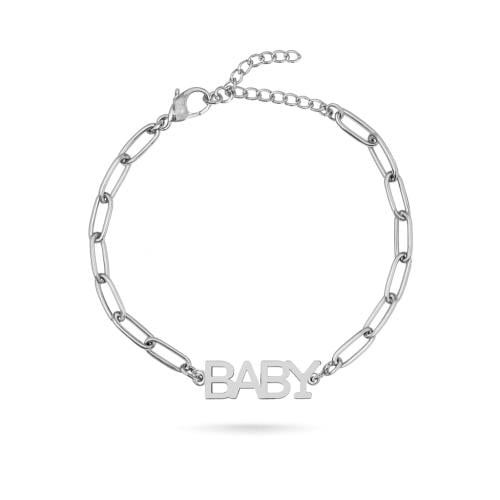 اسوارة فضي مع كلمة بيبي