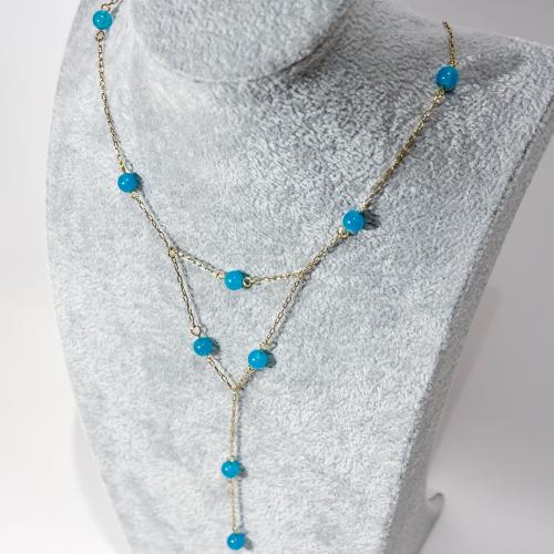 كولكشن موج | عقد مع حجر طبيعي باللون الأزرق