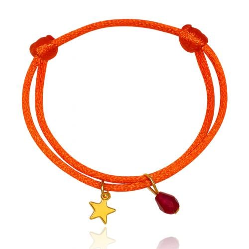 اسوارة خيط ساتان مع تشارم النجمة الذهبي و كريستال...