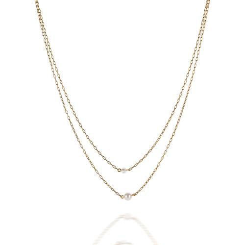 سلسال دبل ناعم باللولو والكريستال الشفاف | Simple...