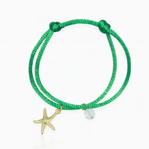 اسوارة خيط ساتان مع تشارم نجمة البحر الذهبي و حجر...