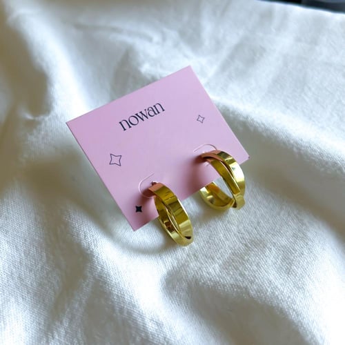 أقراط هوبز توأم مطلي ذهب عيار 18 | Twin hoops gold...