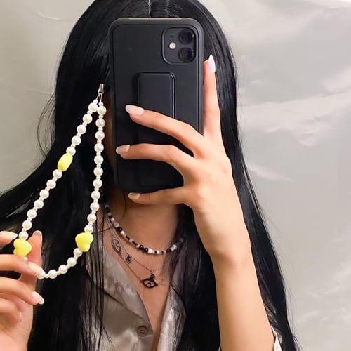 سلسلة جوال لولو مع قلوب | Phone strap pearls with...