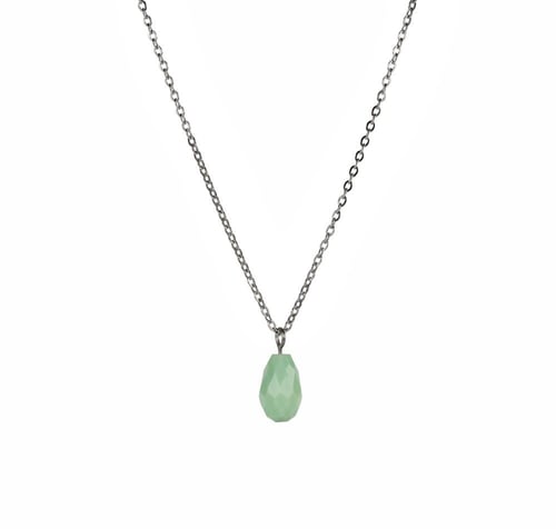 سلسال فضي الكريستال الناعم باللون الأخضر الفاتح |...