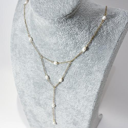 كولكشن موج | عقد مع اللؤلؤ الأبيض الزراعي