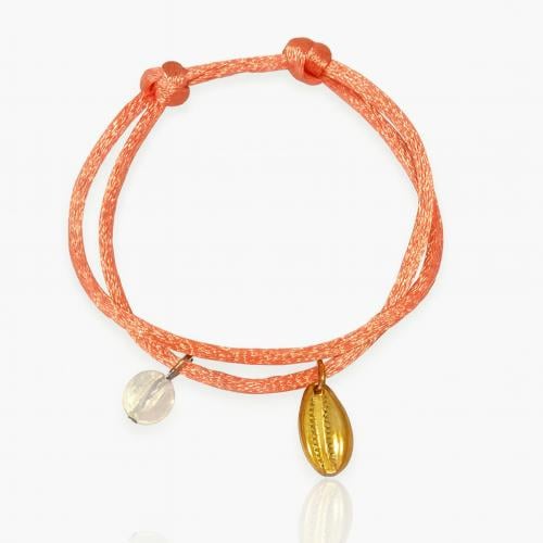 اسوارة خيط ساتان مع تشارم صدفة البحر الذهبي و حجر...