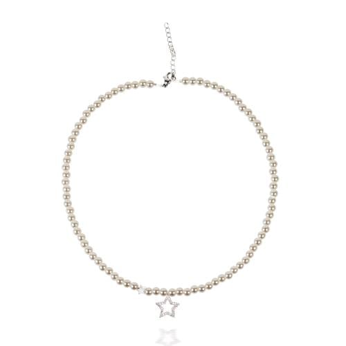 عقد تشوكر مع تشارم النجمة الفضية | Pearl choker wi...