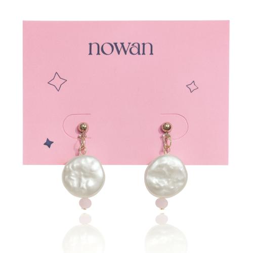 أقراط اللولو مع الكريستال الوردي، ضد الصدأ