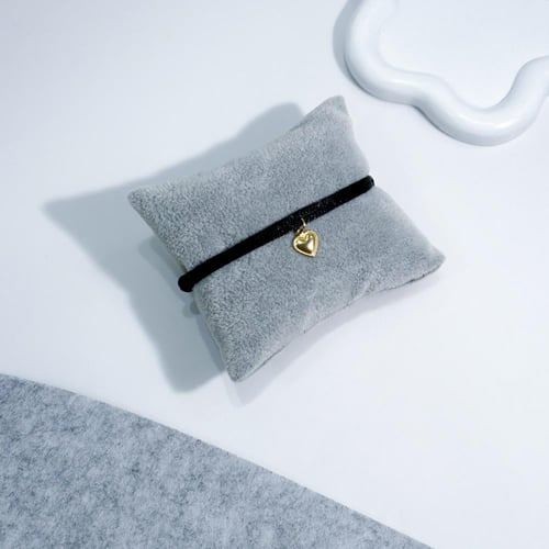 اسوارة الساتان الأسود مع تشارم القلب بالنصف | Sati...