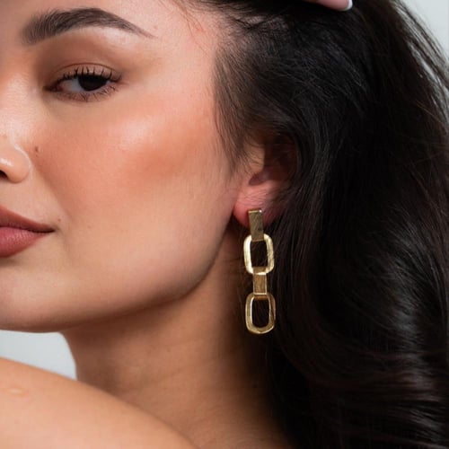 أقراط سلسلة ذهبية عريضة ضد الصدأ | Stainless steel...