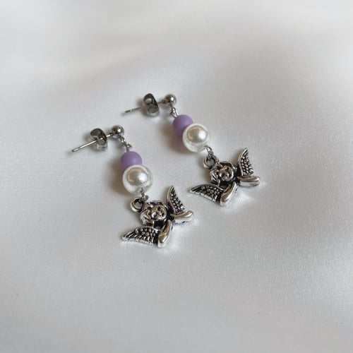 حلق الملاك مع اللولو البنفسجي أو الأزرق | Angel ea...