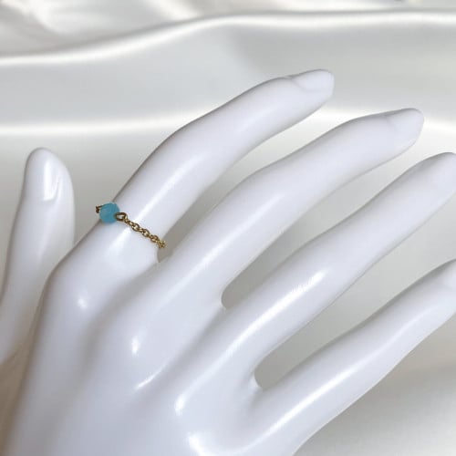 خاتم ناعم بالسلسلة والكرستال الملون ضد الصدأ | Cha...