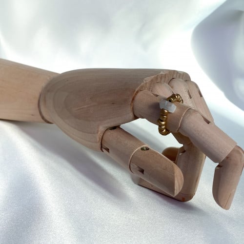 خاتم خرز ذهبي مع حجره بالنصف | Gold beads ring wit...