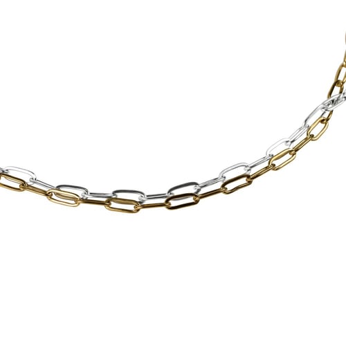 سلسال دبل تشينز فضي وذهبي | Double chain necklace