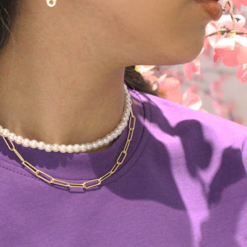 سلسال اللولو الصغير قصير عالرقبة | Mini pearl neck...