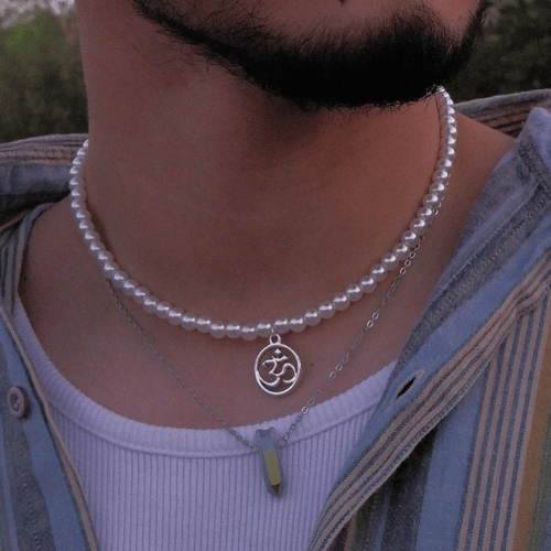 سلسال الكرستال الأزرق الشفاف | Blue crystal neckla...