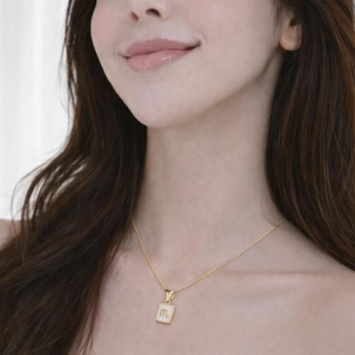 سلسال ذهبي تشارم الأبراج الذهبية مع صدف طبيعي | Na...