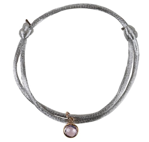 اسوارة خيط ساتان باللون الفضي الرصاصي مع كرستالات...