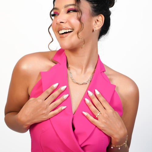 سلسال دبل تشينز فضي وذهبي | Double chain necklace