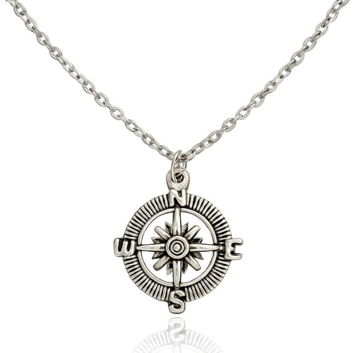 سلسال البوصلة الفضي | Compass necklace