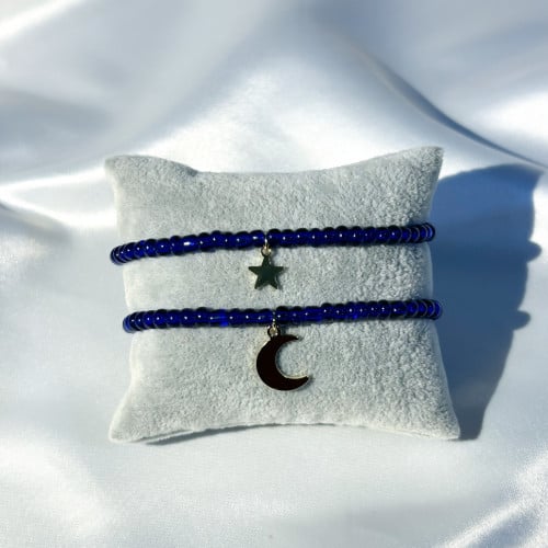 اسوارة خرز كحلي مع هلال أو نجمة ذهبي