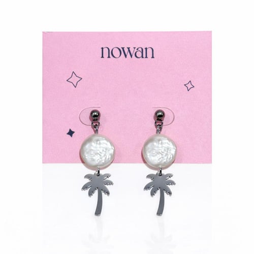 أقراط اللولو مع تشارم النخلة، ذهبي ضد الصدأ