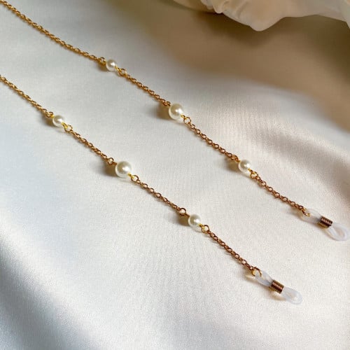 سلسال للنظارة ذهبي مع لولو صغير | Eye glasses chai...