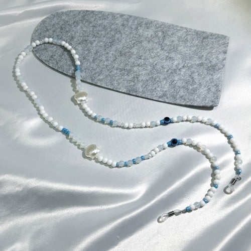 سلسلة نظارة أبيض وأزرق | Eyeglasses strap with whi...