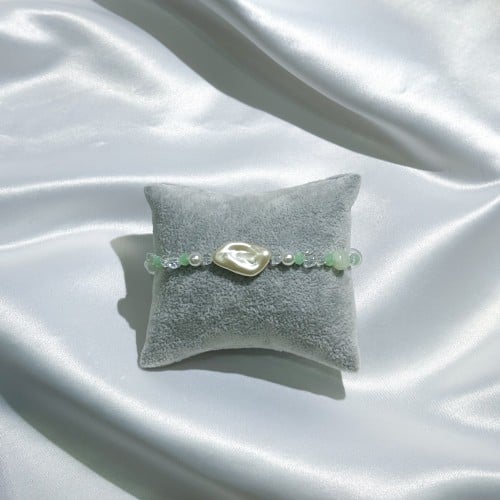 اسوارة خرز وأحجار طبيعية خضراء | Green stones brac...