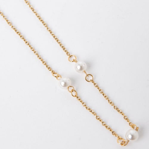 سلسال ذهبي قصير تشوكر مع قطع اللولو | Pearl choker...