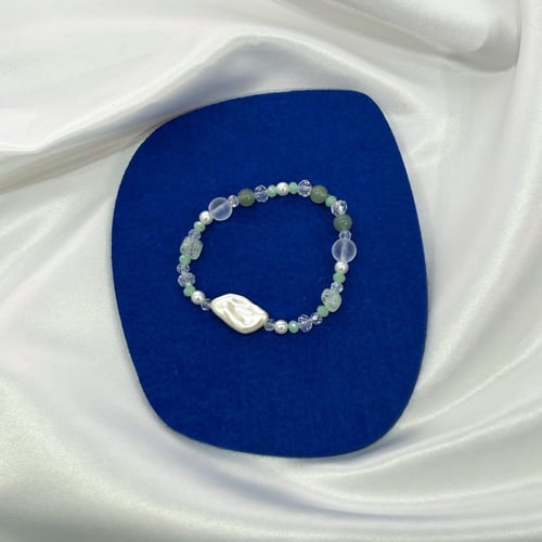 اسوارة خرز وأحجار طبيعية خضراء | Green stones brac...