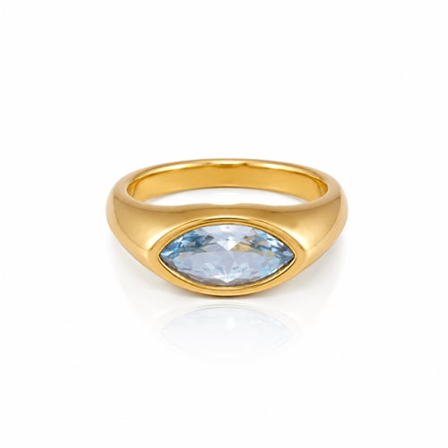 Markez zircon ring size 5, gold, rust-proof