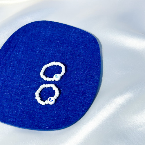 10 قطع من خاتم خرز أبيض مع هلال ملون بالنصف | Whit...