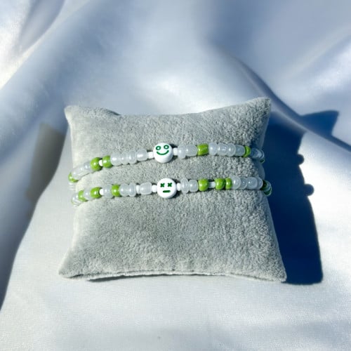 اسوارة المزاج خرز لون أخضر وأبيض | Mood bracelet i...