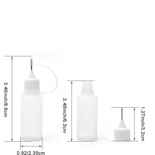 2 قطع علبة بلاستك مع ابرة ألوان مع غطاء سعة 10 مل