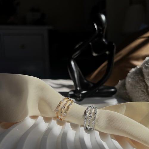 خاتم فضي وذهبي فري سايز مطلي