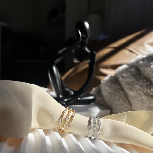 خاتم فضي وذهبي فري سايز مطلي