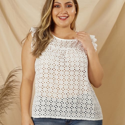 بلوزة نسائية ، بتصميم دانتيل وأكمام قصيرة ، لون أب...