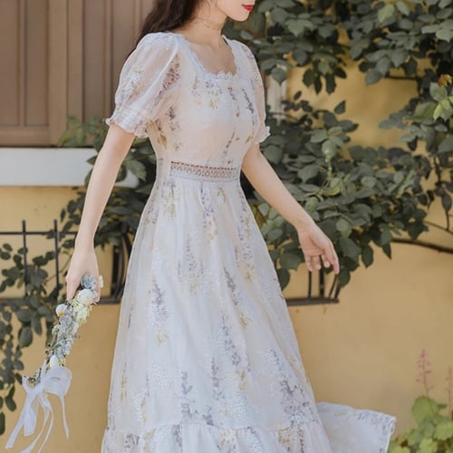 فستان نسائي صيفي ، بأكمام قصيرة نمط كوري أنيق ، لو...